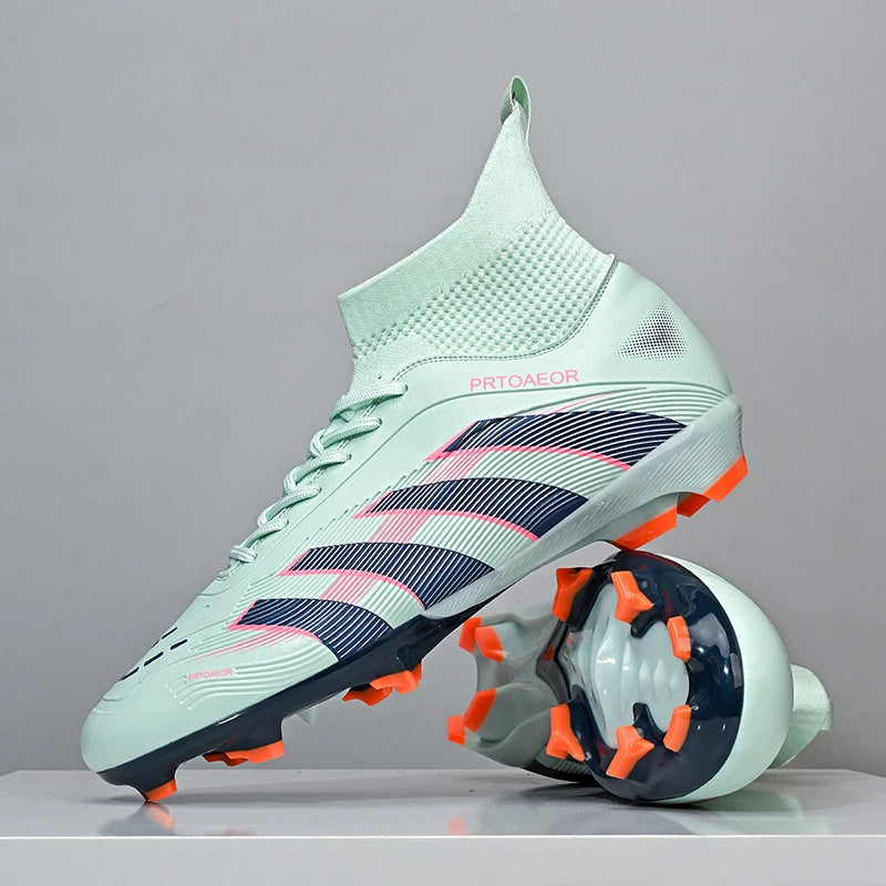 Nouvelles chaussures de football professionnelles pour hommes, crampons de football antidérapants TF/FG, baskets pour garçons, chaussures de sport confortables à la cheville, unisexes