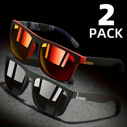2pcs Square Polarized Sunglasses Anti Glare Sun Shades For Summer Party Vacation Travel Driving Fishing
