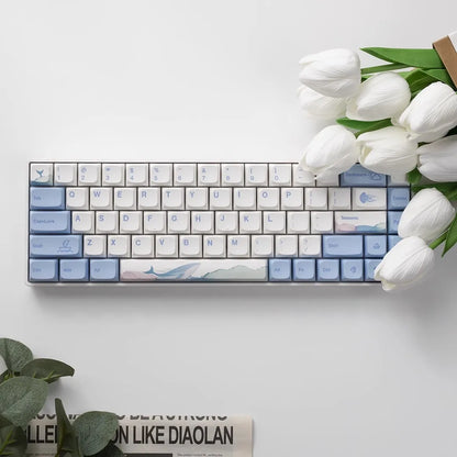 133 Keys XDA Profile Keycap Ocean Whale Theme PBT Keycaps For MX Switch Mechanical Keyboard Dye Sublimation Blue White Key Caps