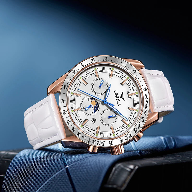 ONOLA Men’s Mechanical Watch – A luxury automatic watch with a casual style, featuring a leather strap and an openwork dial