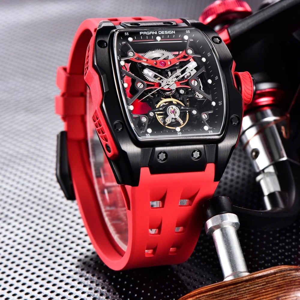PAGANI DESIGN 42 mm-es új Alien modell, átlátszó hátlapos, átlátszó szerkezetű luxus férfi karóra, zafírüveges, automata férfi karóra