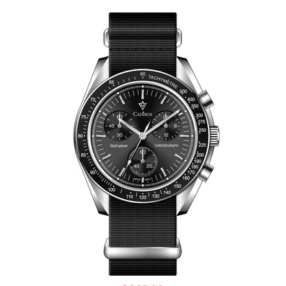 CADISEN Új férfi karórák Luxus kvarc karóra férfiaknak Zafír AR bevonatú üveg Vászon VK68 Speed Chronograph Automatikus