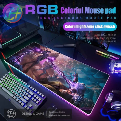 World of Warcraft Sylvanas Mouse Pad RGB Gaming Mouse Pad Desk Mat HD Gamer Large LED Light XXL MousePads PC Computer Carpet