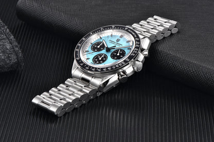 PAGANI DESIGN – Nouvelle montre à quartz de luxe pour homme, dotée d’un cadran à motif météorite, chronographe sportif, verre saphir avec traitement antireflet.