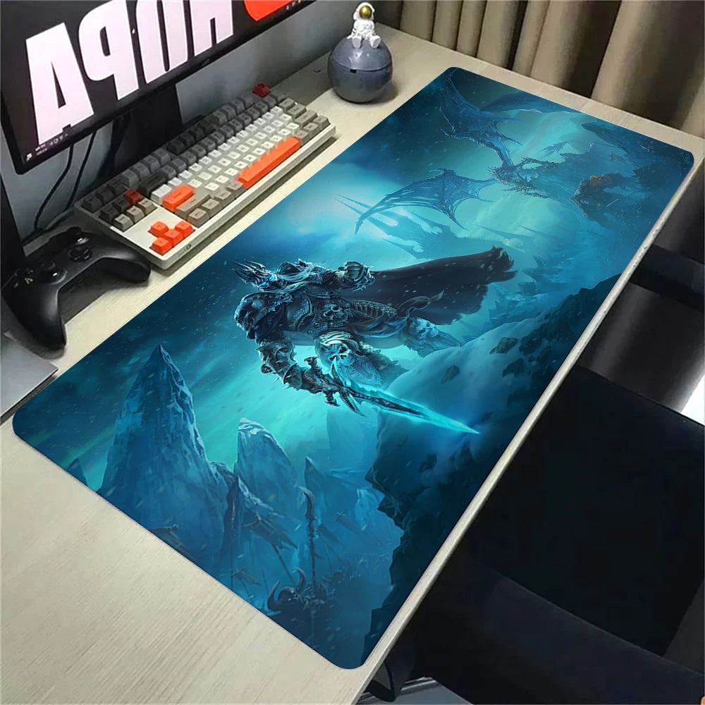 Naturelle Horde Alliance-muismat van rubber, grote bureaumat voor computer en toetsenbord, HD World of Warcraft-gamingmuismat met snelheidsoppervlak en gestikte rand