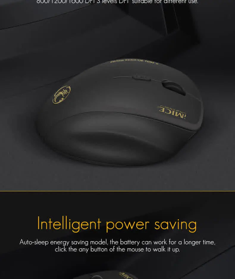 Gaming ABS Wireless Mouse Ergonomic Computer IMICE Mouse 2.4Ghz Gamer PC Optical Mouse With USB Receiver 1600 DPI For Laptop PC