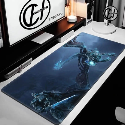World of Warcraft Lich King-muismat voor pc, HD-anime gamingaccessoires, toetsenbord- en muismat voor laptop, XXL gamekast-bureaumatkleed