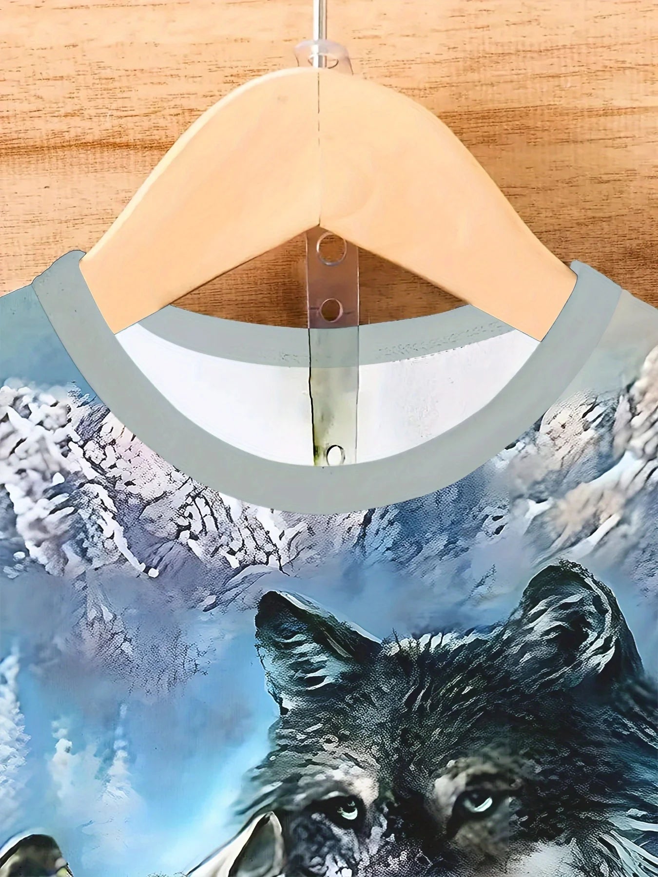 Short Sleeve Men's Wolves Graphic Print Crew Neck Tee for Summer Outdoor