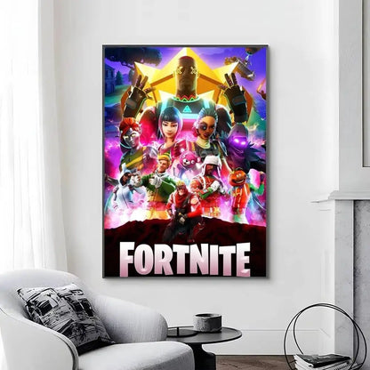Game-F-F-Fortnites Poster, selbstklebend und wasserfest, ideal für Wohnzimmer, Schlafzimmer und Bar-Dekoration