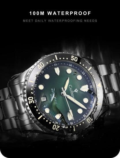 CADISEN Mechanical Automatic Watch Luxury Sapphire Japan MIYOTA 8215 Blue Wristwatch Ceramic Ring Waterproof Gift Men Watch