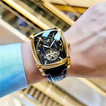 [Luxury mechanical tourbillon watch] Lightweight luxury mechanical tourbillon watch for men – High-end, fully automatic model in a trendy ‘skeleton’ style, ideal for a professional outfit o
