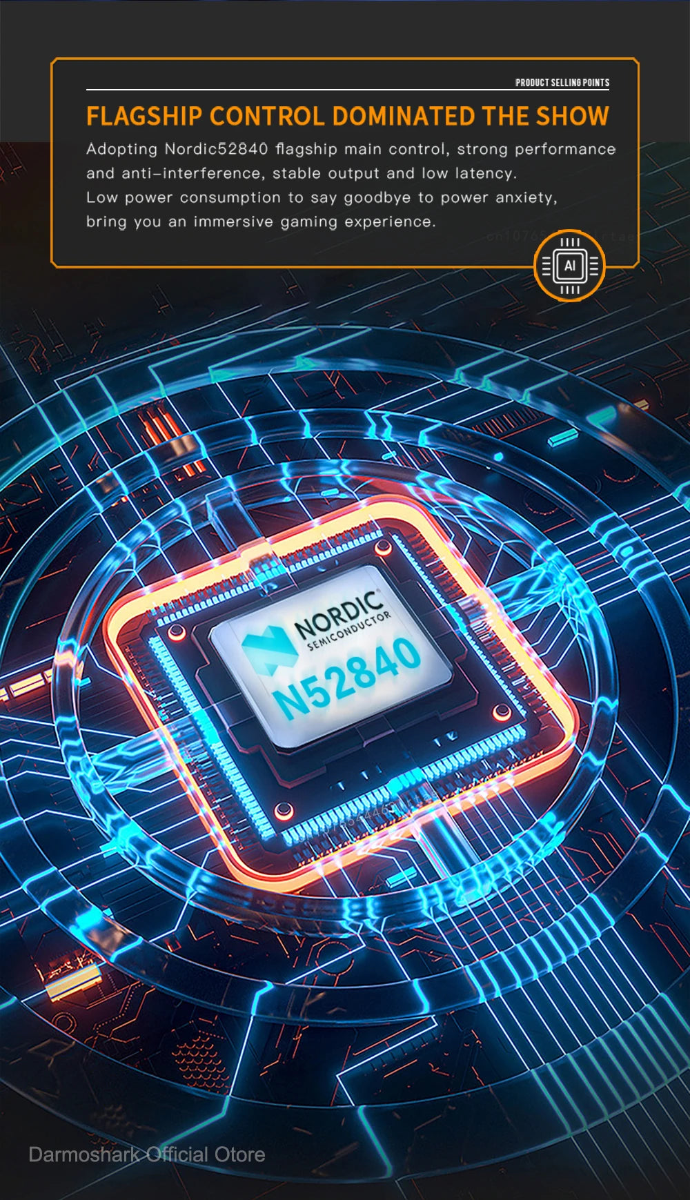 Геймърска мишка Darmoshark M3Pro 2.4G BT безжична Tri-Mode, сензор PAW3395, N52840, 26000DPI, за голяма ръка, макро драйвер, мишка за игри