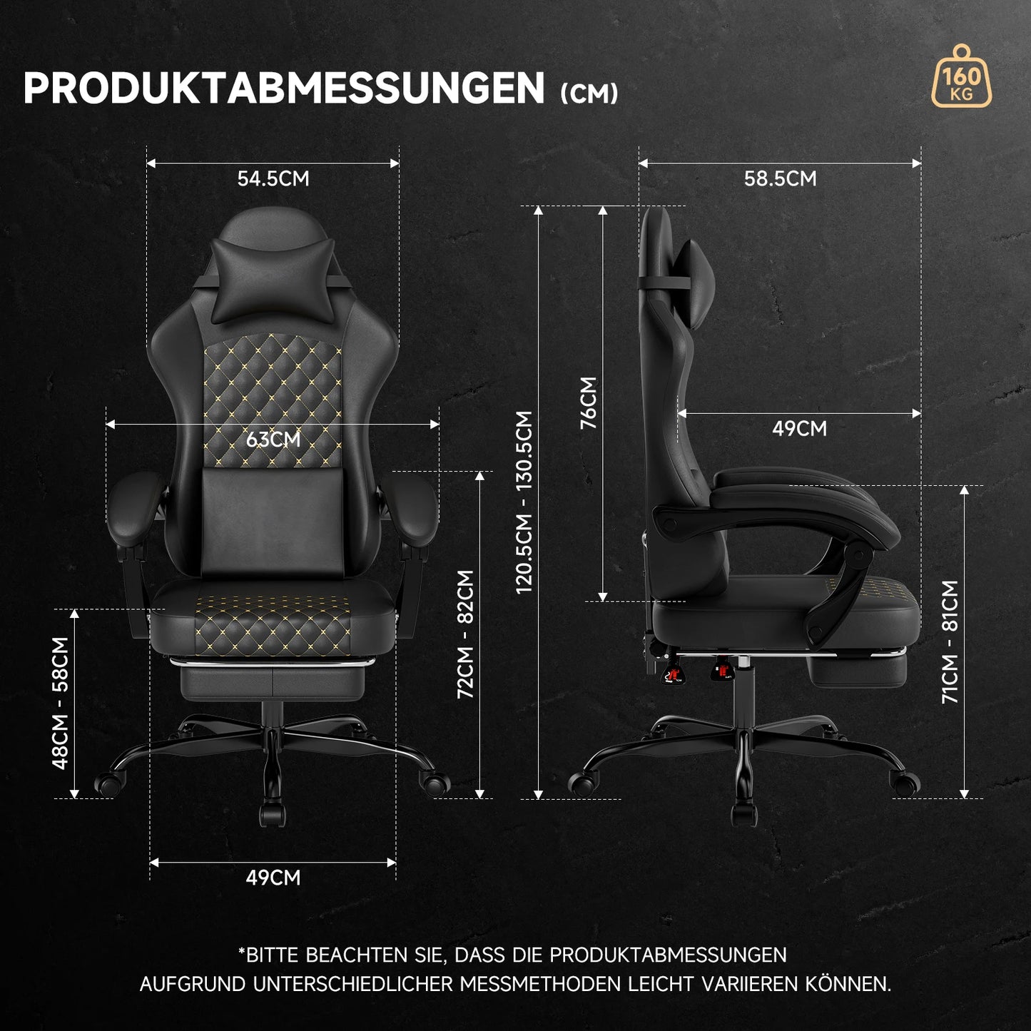 PINGGO Ergonomischer Gaming-Stuhl mit Fußstütze und Massagefunktion, PVC-Leder-Bürostuhl für PC-Gaming, Belastbarkeit 150kg