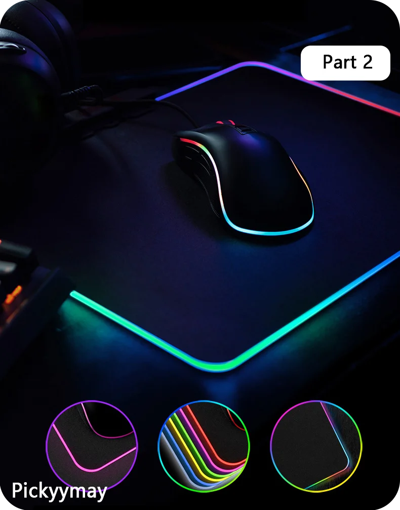 Velika RGB podloga za gaming miš, LED podloga za miš, gamerska podloga za stol, podloga za PC stol, RGB podloga za tipkovnicu XXL 90x40cm