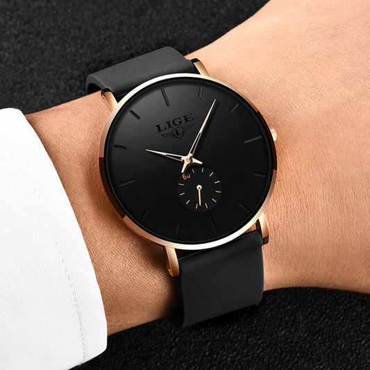 Orologio da uomo LIGE – Stile sportivo e di tendenza, marchio di lusso, impermeabile, design essenziale e ultrasottile, orologio al quarzo da uomo