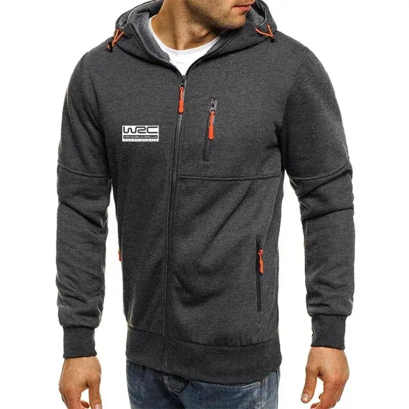 New Spring Autumn Men's World Rally Championship WRC Logo Printing Fashion Hooded Streetwear Casual Zipper High Quality Hoodies, produit gaming premium Fraquane