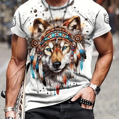 Camiseta para hombre con estampado 3D de oso, lobo y león. Camisetas con estampados de animales modernos. Camisetas informales de moda, oversize, deportivas y de estilo urbano con cuello redondo.
