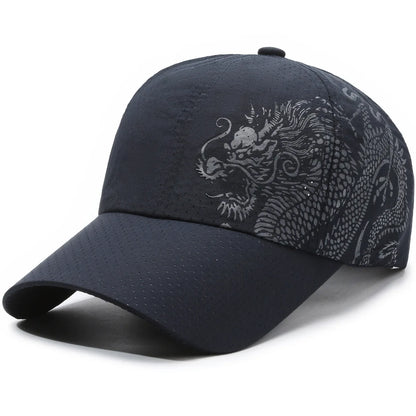 Șapcă de baseball cu imprimeu dragon, șapcă sport de vară pentru protecție solară în aer liber, cu uscare rapidă, șapcă casual pentru bărbați și femei, cu cozoroc în formă de cioc de rață