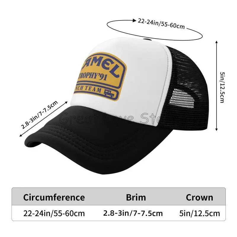 „Camel Trophy 91“ spausdinta beisbolo kepurė, unisex saulės skydeliai, vasarinės hiphopo kepurės vyrams ir moterims, lauko kvėpuojančios tinklinės „Snapback“ kepurės