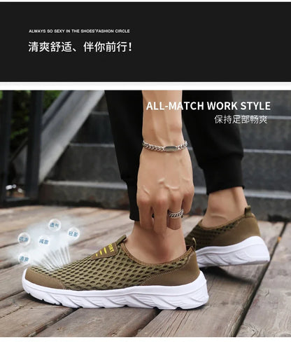 YRZL Lightweight Men Casual Shoes Breathable Slip on Male Casual Sneakers Anti-slip Men's Flats Outdoor Walking Shoes Size 39-46