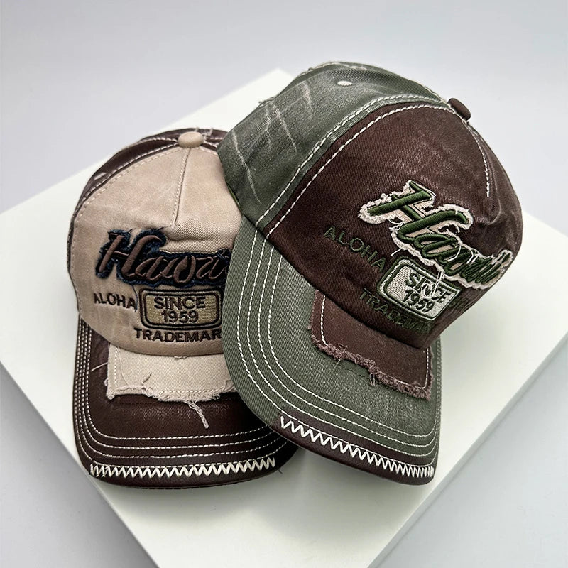 Gorras de béisbol vintage coreanas lavadas para hombre y mujer, de algodón, con cierre snapback, bordado de letras, versátiles, modernas e informales con efecto desgastado