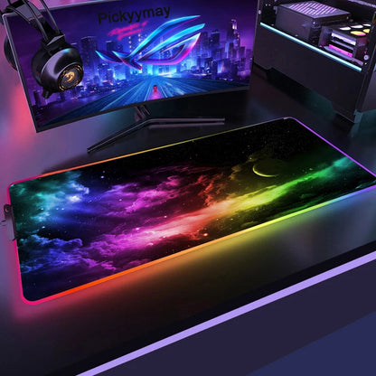 Velika RGB podloga za gaming miš, LED podloga za miš, gamerska podloga za stol, podloga za PC stol, RGB podloga za tipkovnicu XXL 90x40cm