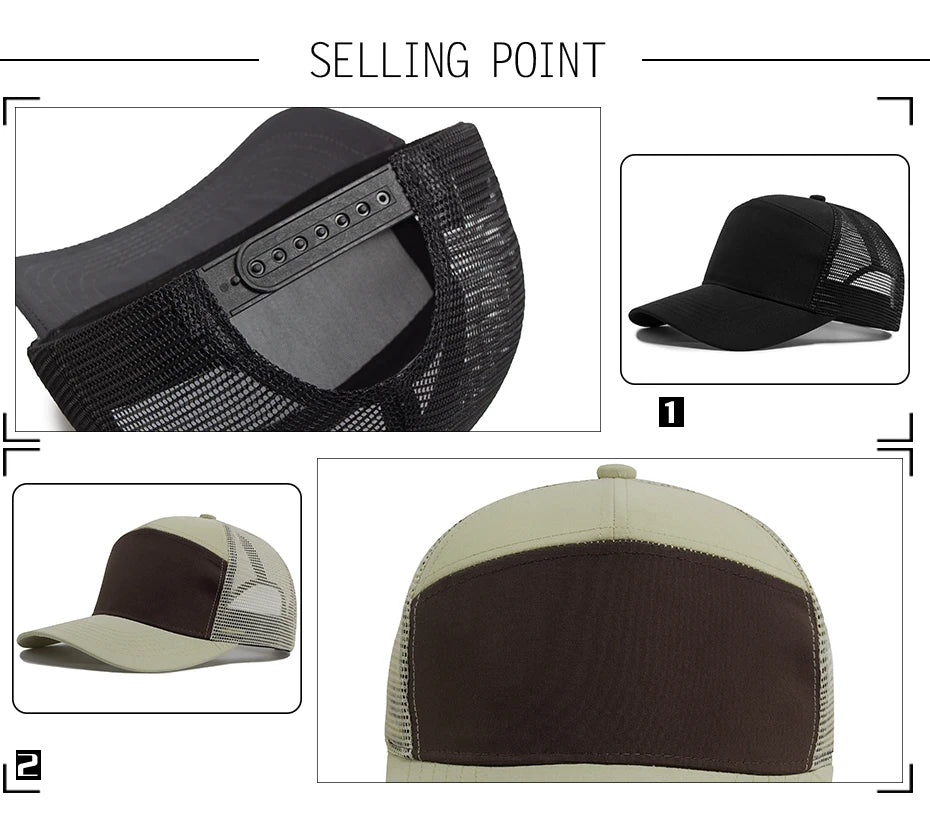 Vasaros 7-panelė beisbolo kepurė, mados hip-hopo tinklinės kepurės vyrams, „Trucker“ kepurė su snapback užsegimu, moterims, unisex, naujas madingas prekės ženklas