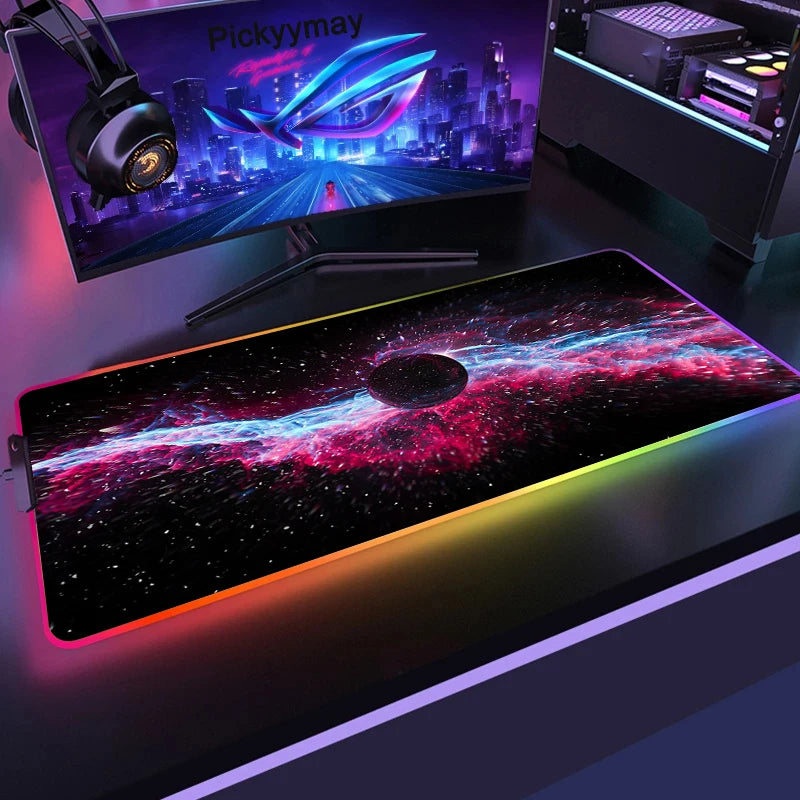Velika RGB podloga za gaming miš, LED podloga za miš, gamerska podloga za stol, podloga za PC stol, RGB podloga za tipkovnicu XXL 90x40cm