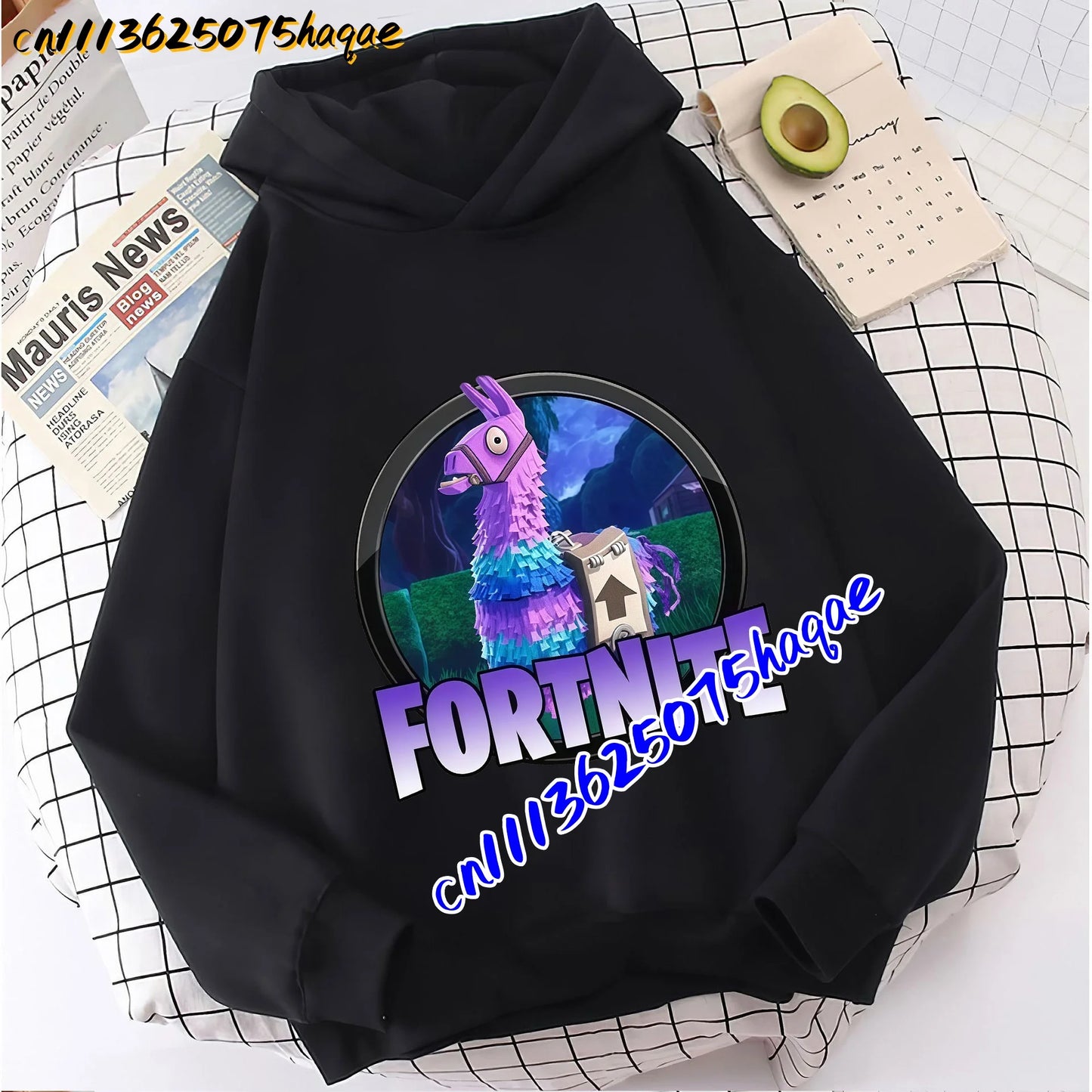 FORTNITED Kinder-Langarm-Hoodie für Mädchen und Jungen, Streetwear, Pullover-Sweatshirt für Babys, Anime-Mode, Kinderoberteil, Geschenk