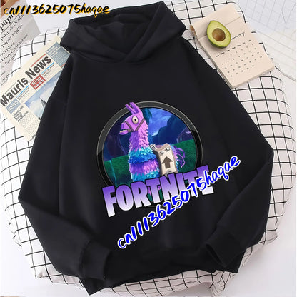 FORTNITED Kinder-Langarm-Hoodie für Mädchen und Jungen, Streetwear, Pullover-Sweatshirt für Babys, Anime-Mode, Kinderoberteil, Geschenk