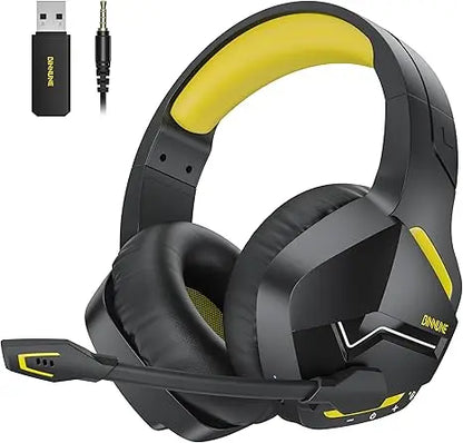 Casque de jeu sans fil double BINNUNE avec micro pour PC PS4 PS5, casque de jeu Bluetooth pour ordinateur portable, écouteurs de jeu