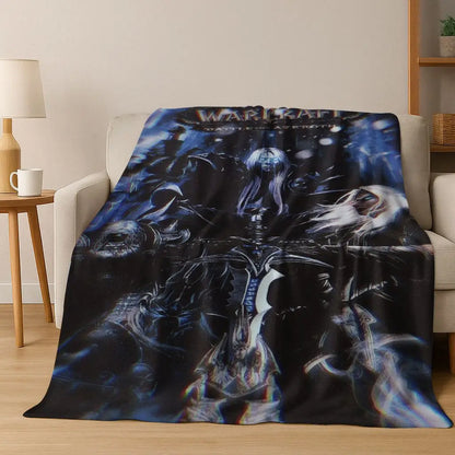 Pătură din flanel WOW World of Warcraft Arthas Demon Illidan Sylvanas, pled moale și confortabil pentru casă, dormitor, pat, canapea, husă, cadou