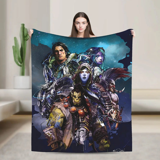 Pătură din flanelă WOW World of Warcraft Arthas Retro Game, foarte călduroasă, pentru dormitor, camping, cuvertură de pat, canapea și husă pentru pat