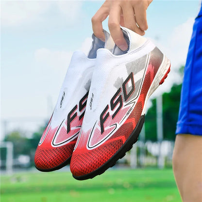 Nouvelles chaussures de football pour hommes, chaussures de sport d'extérieur, chaussures de soccer ultralégères, chaussures de futsal antidérapantes, de haute qualité, à cheville haute, respirantes, pour match