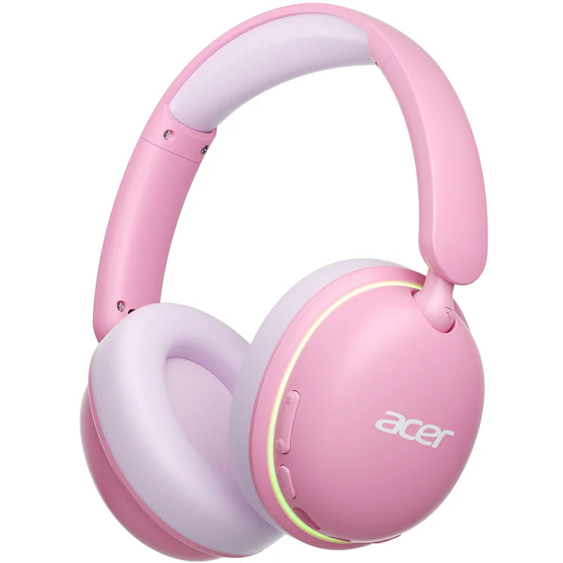 Casque Bluetooth 6.0 pour enfants Acer OHR727 avec lumières LED, conception confortable circumaurale, volume sécurisé de 85 dB, autonomie de 110 heures, microphone intégré