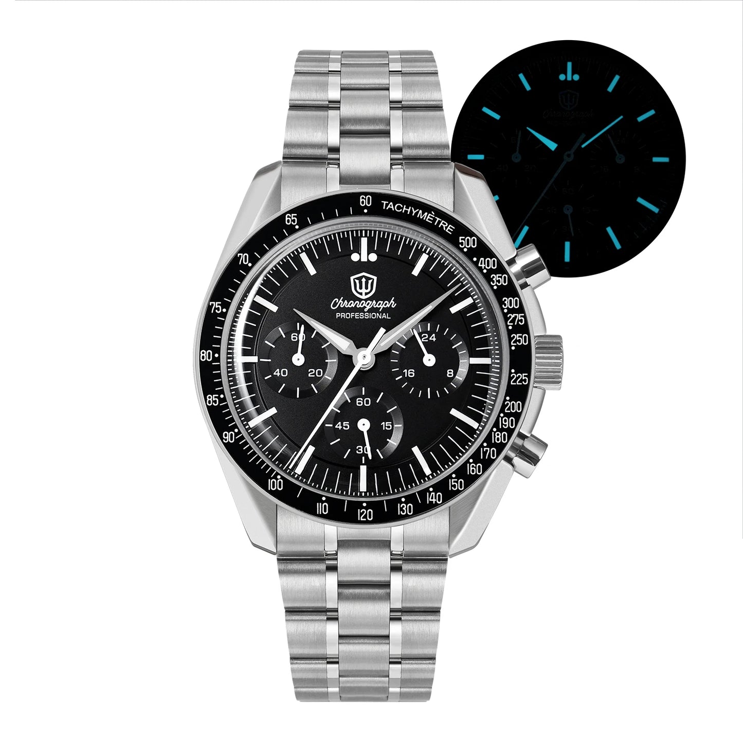 Orologio da uomo Watchdives New Wd1863 al quarzo VK63, cronografo con vetro zaffiro bombato, impermeabile, 39 mm, in acciaio, top brand, orologio business di lusso