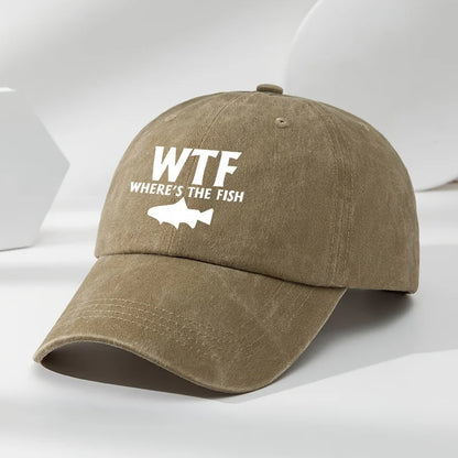 WTF fish print outdoor men's washed baseball cap retro duckbill cap sports casual baseball cap