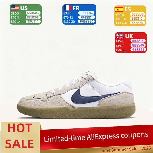 Nike SB Force 58 Padded Breathable Durable Premium Low-Top Skate Shoes Unisex Grey White Blue CZ2959-100