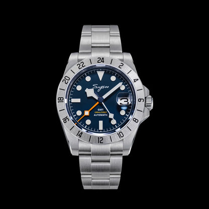 SEESTERN GMT Retro Watch for Men NH34 Automatic Movement Mechanical Wristwatches Sapphire Crystal Fine-tuning Pull Button S436