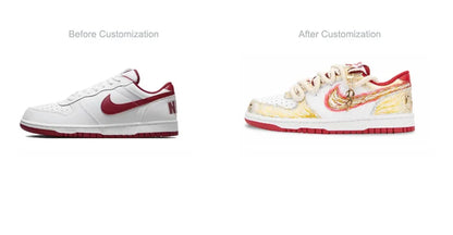 Prilagođene Nike tenisice Big Moon Over River & Blazing Apollo Gold Foil Craft, niskog kroj, za muškarce, s udubljenjem za prst, s podstavom od zlatne folije, za apsorpciju udaraca i otporne na habanje