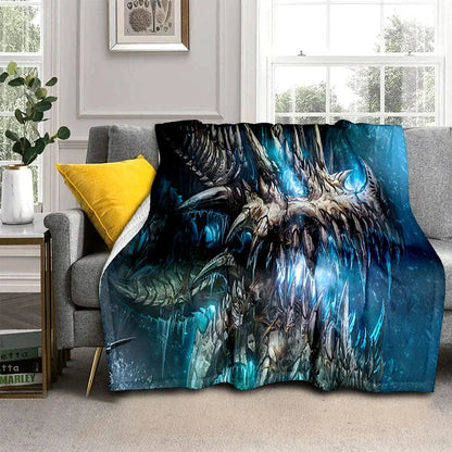 3D World of Warcraft-spil WOW Lich King DH-tæppe, blødt tæppe til hjemmet, soveværelset, sengen, sofaen, picnic, rejser, kontoret og børn