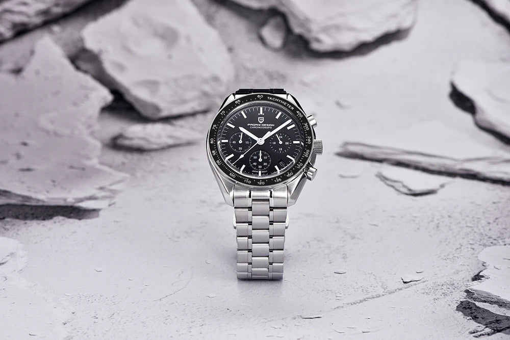 Relógio PAGANI DESIGN Moon – Cronógrafo de quartzo de luxo para homem, estilo desportivo, vidro de safira com tratamento antirreflexo, mostrador luminescente