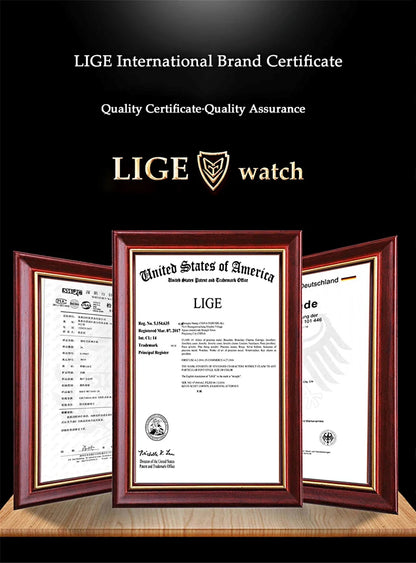 LIGE elegant women's watch Fashion waterproof clock luminous stainless steel business quartz watch for Women reloj de mujer+BOX