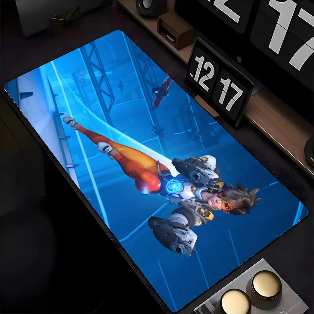 Overwatch Genji Mauspad mit HD-Druck für Computer-Gamer, vernähter Kante und rutschfester Unterseite, XXL90x40cm Tastatur- und PC-Schreibtischpad