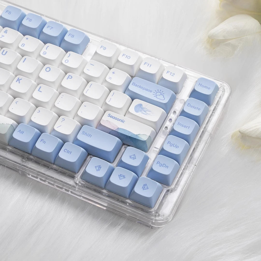 133 Keys XDA Profile Keycap Ocean Whale Theme PBT Keycaps For MX Switch Mechanical Keyboard Dye Sublimation Blue White Key Caps