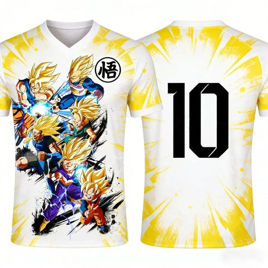 2026 Dragon Ball Pattern Football Shirt Messi No.10 Jersey Autumn Sports Quick Drying Men's T-shirt Children's Clothing T-shirt