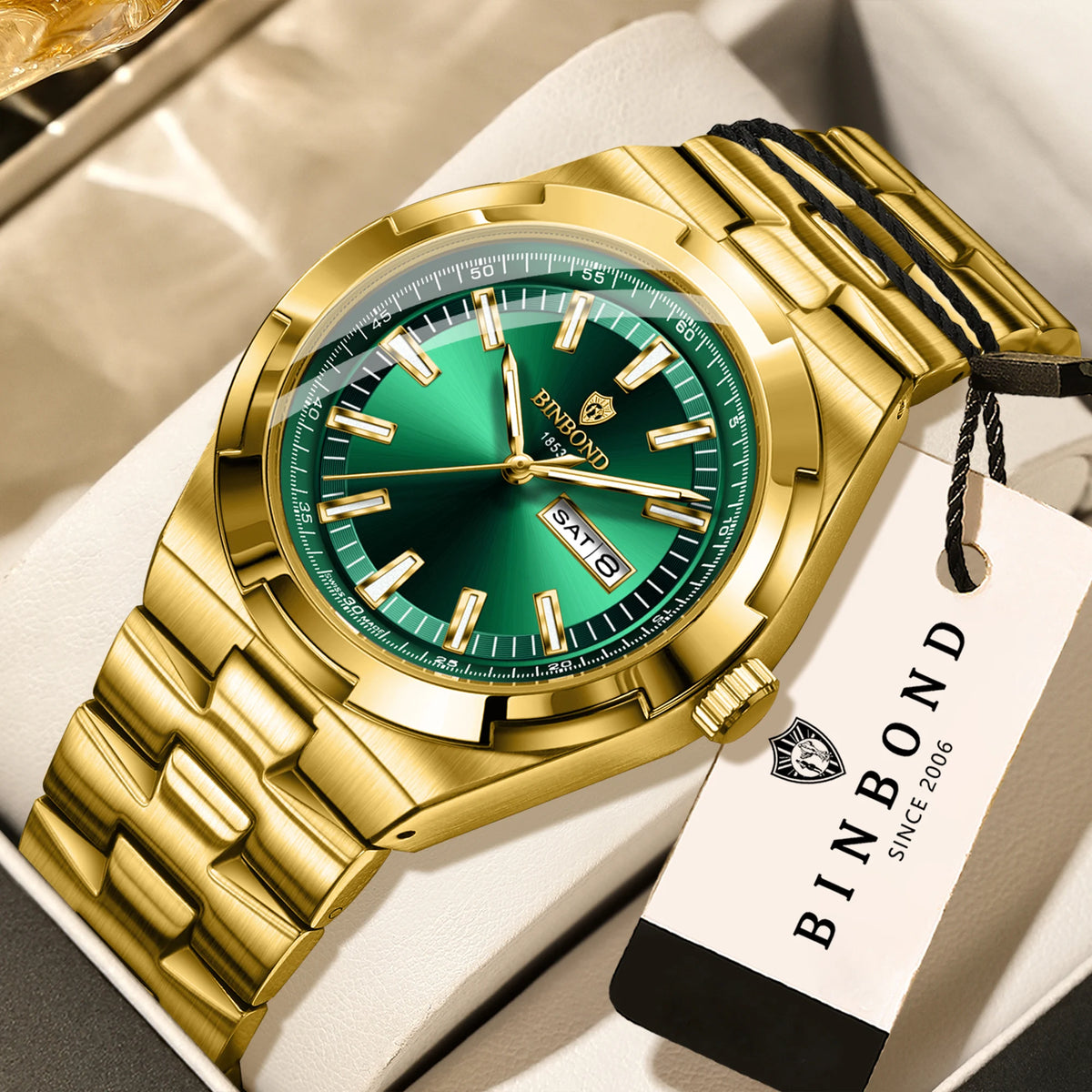 BINBOND stainless steel quartz watches for men – Luxury, water-resistant and luminescent watch – Original men’s model