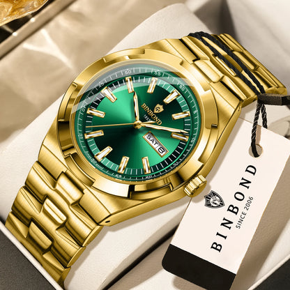 BINBOND stainless steel quartz watches for men – Luxury, water-resistant and luminescent watch – Original men’s model