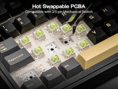 Teclado mecánico EPOMAKER X AULA EA75 MAX 75% ANSI US con hot-swap, montaje gasket, conexión por cable/BT/inalámbrica 2.4GHz, pantalla y perilla
