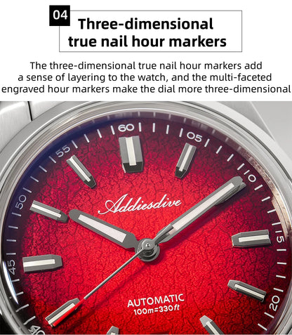 ADDIESDIVE New 2026 Luxury Men's Mechanic Quartz Analog Watch Super Luminous Steel Watch 10Bar Bubble Glass Personalized Watches